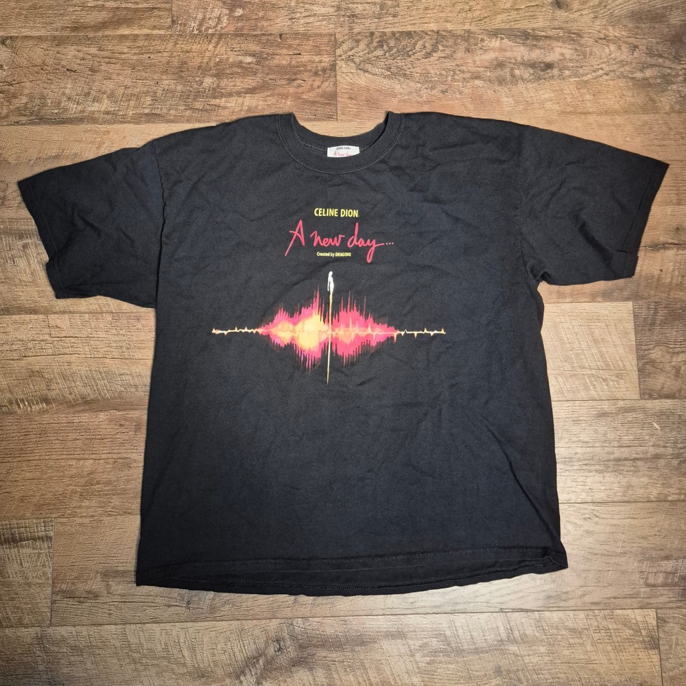 Celine Dion Shirt A New Day Concert Mens XXL Black Cotton Las Vegas Tour